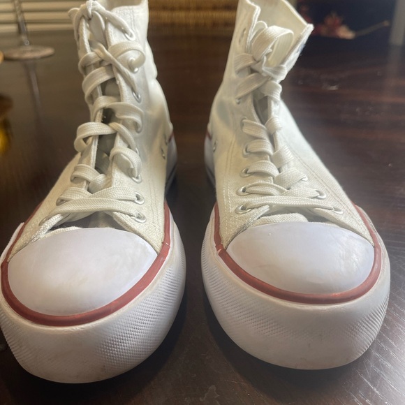 Converse Shoes - Converse inspired Off-White High-Top Sneakers